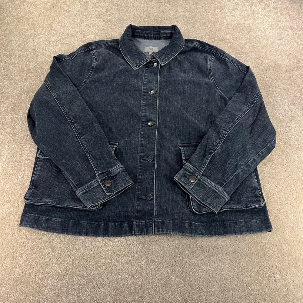 Me by Jennie Garth Denim‎ Jacket Womens XL Dark Wash Stretch Button Up